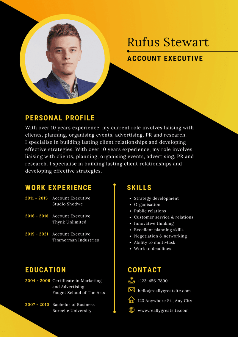 Black-and-Yellow-Geometric-Professional-CV-Resume