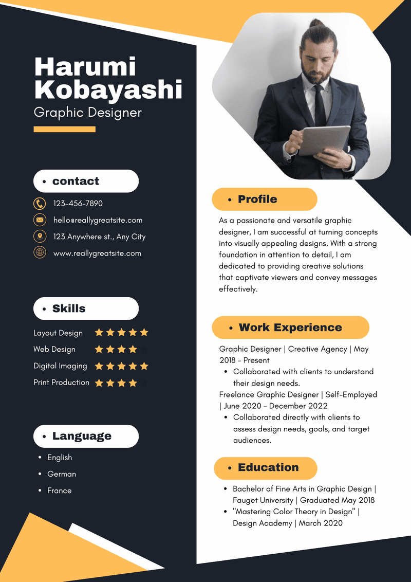 Orange-Black-and-White-Corporate-Graphic-Designer-Resume-A4